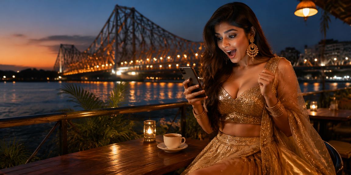 Evening view of Howrah Bridge with mobile casino play